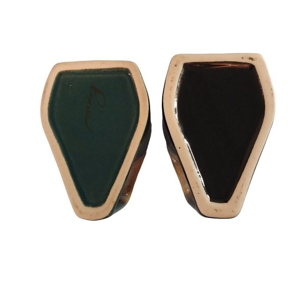 Two Padilla Signed Mexican Stoneware Drip Glaze Pottery Mugs Blue Green - Picture 5 of 7